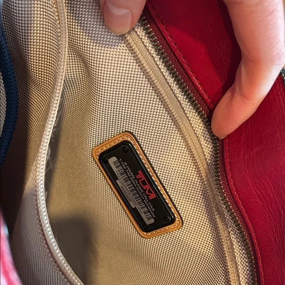 Tumi Red and Brown Leather Bag - Picture 2 of 5